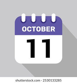 calendar 11 october icon vector page illustration background design paper.