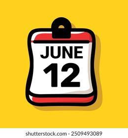 Calendario 12 junio Vector icono ilustración diseño de fondo.