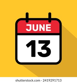 Calendar 13 June Vector illustration background design.