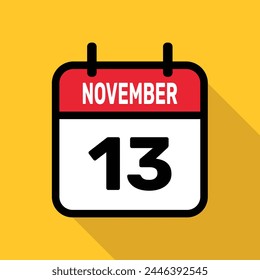 Calendar 13 November Vector illustration background design.