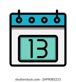 Icono lineal de color de fecha 13. iconos de hora, evento, horario y símbolos comerciales. Adecuado para Sitios web, interfaz de usuario, interfaces y aplicaciones móviles.