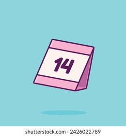 Calendar 14 cartoon vector illustration valentine concept icon isolated