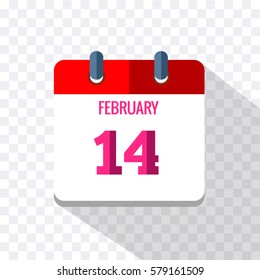  calendar 14 febrary Vector EPS 10 Valentine's Day