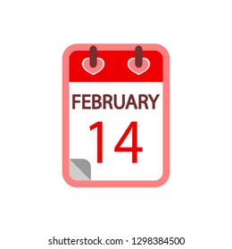 Calendar 14 february. Valentines Day Feb 14th. Icon vector flat design