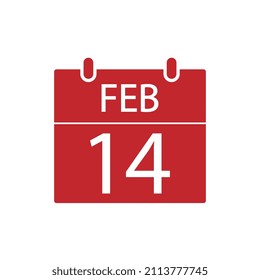 Calendar 14 February. Valentine's day holiday.