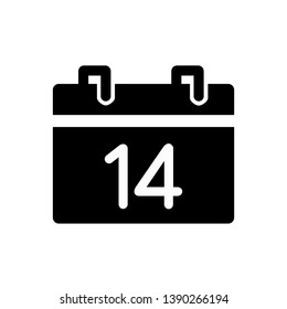 Calendar 14 icon, vector illustration. Flat design style. vector calendar 14 icon illustration isolated on white background, calendar 14 icon Eps10. calendar 14 icons graphic design vector symbols.
