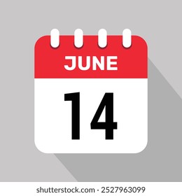 calendar 14 june icon vector illustration date background graphic design.