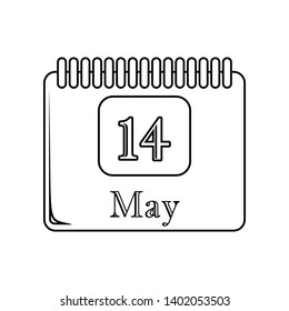 calendar 14 may icon. Element of Mother day for mobile concept and web apps icon. Outline, thin line icon for website design and development, app development