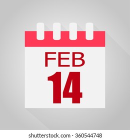 Calendar 14 the number of Valentine's Day  on a gray background