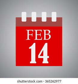 Calendar 14 the number of Valentine's Day on a gray background
