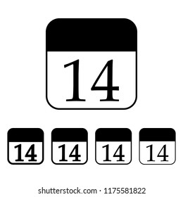calendar with 14th date icon in different thickness style. One of Valentine collection icon can be used for UI, UX