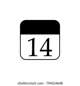 calendar with 14th date icon. Love and Valentine's Day element icon. Premium quality graphic design. Signs, outline symbols collection icon for websites, web design, mobile app on white background