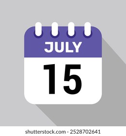 Fondo de Ilustración vectorial de iconos de calendario 15 de julio.