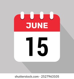 calendário 15 de junho ícone vetor ilustração data plano de fundo gráfico design.