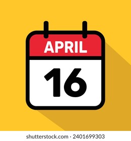 Calendario 16 de abril Diseño de fondo de ilustración vectorial.