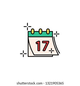 Calendar, 17, date icon. Element of color St Patricks day icon. Premium quality graphic design icon. Signs and symbols collection icon for websites, web design, mobile app