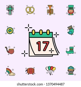 Calendar, 17, date icon. St.Patricks day icons universal set for web and mobile