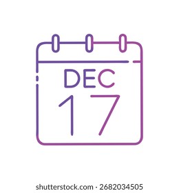 Calendário 17 ícone de vetor de dezembro