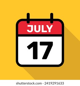 Calendar 17 July Vector illustration background design.