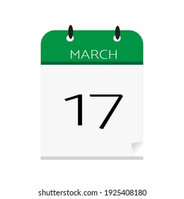 calendar 17 march st.patrick day  icon flat vector.