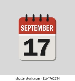 
The calendar. 17 September. Vector illustration. Flat design for business financial marketing banking web concept cartoon illustration.