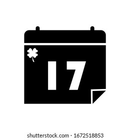Calendar with 17th isolated on a white background. Patrick's Day. Vector illustration