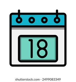 Calendar 18st date color linear icon. time, event, schedule and business symbols icons. Suitable for websites, UI, interfaces and mobile applications.