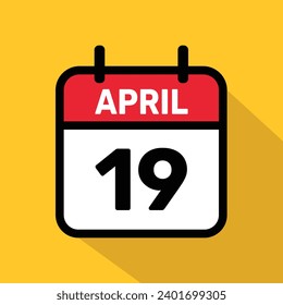Calendar 19 April Vector illustration background design.