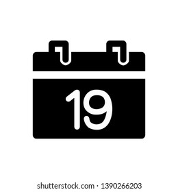 Calendar 19 icon, vector illustration. Flat design style. vector calendar 19 icon illustration isolated on white background, calendar 19 icon Eps10. calendar 19 icons graphic design vector symbols.