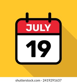 Kalender, 19. Juli Vektorgrafik Hintergrund-Design.