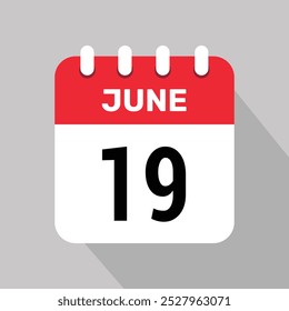 calendar 19 june icon vector illustration date background graphic design.
