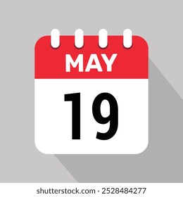 calendar 19 may icon vector graphic design illustration background.