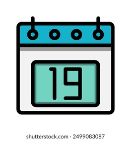 Calendar 19st date color linear icon. time, event, schedule and business symbols icons. Suitable for websites, UI, interfaces and mobile applications.