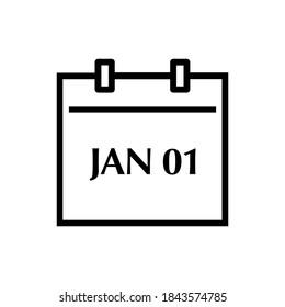 Calendar 1,Jan 2021 Line Icon On White Background.new Year 2022 Line Icon