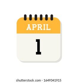 Calendar 1st of April flat icon on white background. Vector Illustration. April Fool's Day.