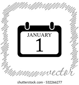 Calendar 1st of January  vector icon