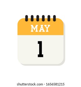 Kalender 1. Mai flach Symbol auf weißem Hintergrund. Vektorillustration Illustration. Internationaler Arbeitstag.