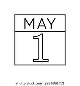 Calendar 1st of May flat icon on white background. Vector Illustration. International Workers Day.