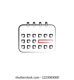 Calendar 2 colored hand drawn icon. Calendar colored element illustration. Outline symbol design from fitness set