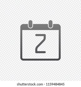 calendar with 2 day, simple icon. On grid background