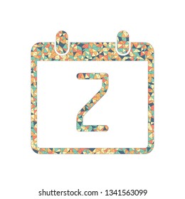 calendar with 2 day, simple icon. Colored mosaic with polygons