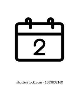 Kalender 2 Symbol, Vektorgrafik. Flaches Design. Vektorkalender 2 - Symbol einzeln auf weißem Hintergrund, Kalendersymbol Eps10. Kalender 2 Symbole Grafikdesign Vektorsymbole.