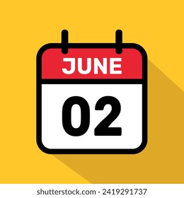 Calendar 2 June Vector illustration background design.