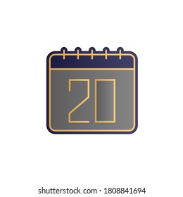Calendario, icono de vector de gradiente de 20 colores