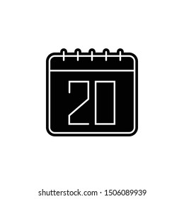 Calendar, 20 icon. Simple glyph, flat vector of calendar icons for ui and ux, website or mobile application