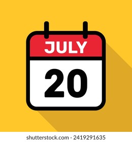 Calendar 20 July Vector illustration background design.