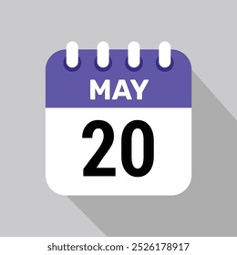 Kalender 20 kann Icon Vektor mit Datum Hintergrund. Vektorplansymbol.