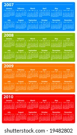 Calendar for 2007, 2008, 2009 and 2010