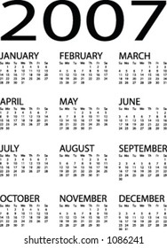 Calendar 2007  You can adjust it according to your design needs. It is suitable for agenda, poster