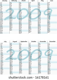 calendar for 2009